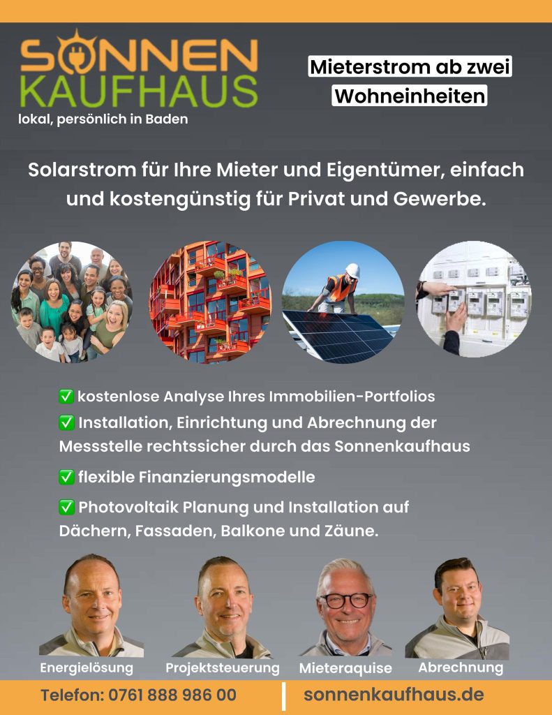 Photovoltaikanlagen für den Raum Tuniberg. Photovoltaikanlagen, Batteriespeichersysteme, Mieterstrom, Wallboxen, Infrarotheizung, Klimaanlagen, Energiekonzepte